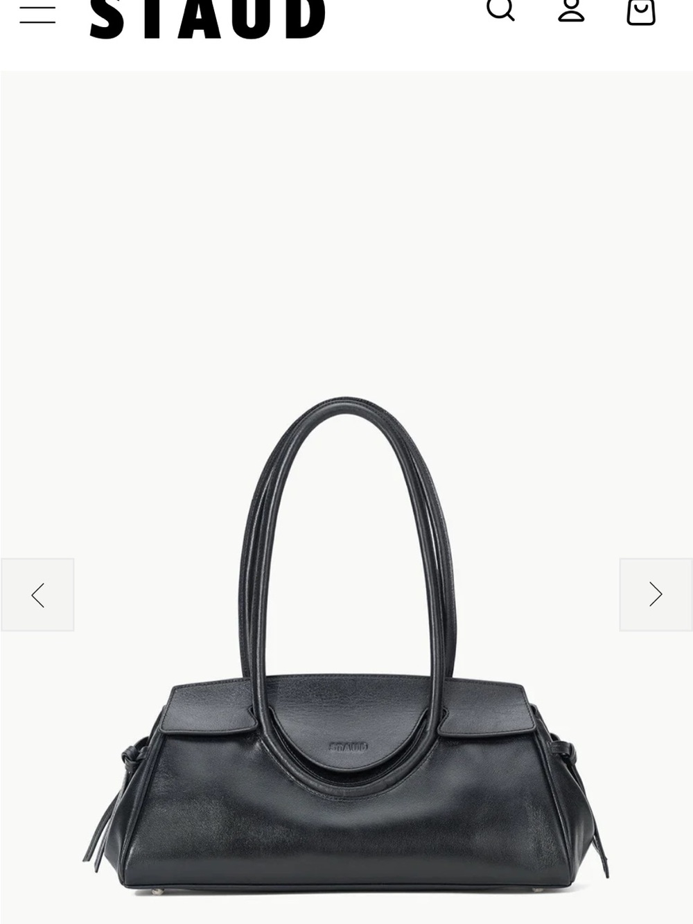 Maude Black Leather Shoulder Tote by Staud